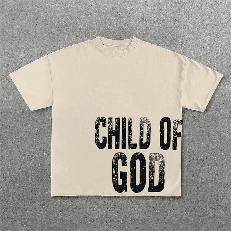 Vintage Of God Graphic Print 100% Cotton T-Shirt Men Y2K Summer Short Sleeves Vintage Oversize Tshirt Streetwear Women Top 241009