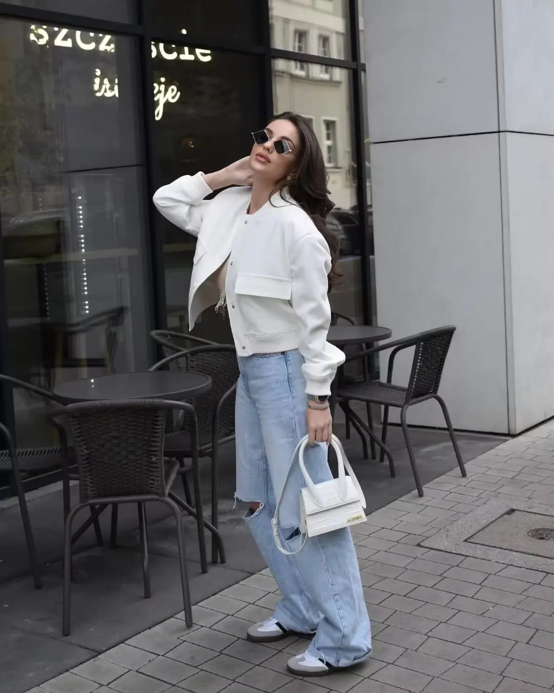 Y2K TRAF Fashion Women Bomber Jacket 2024 Autumn Stand Collar Long Sleeve Outerwear Lady Pockets Single-breasted Coat 241010