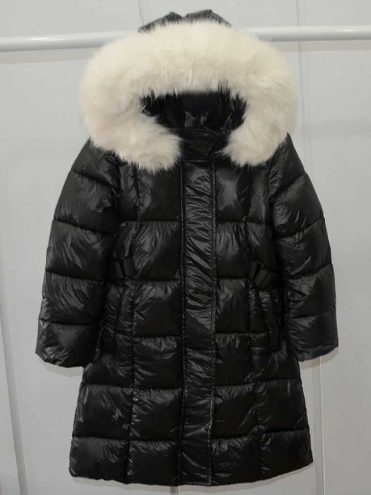 Down Coat Girl and boy down jacket long and thick Parkas black childrens hoodie warm coat baby apron snow jacket winter clothing XMP549 H241010