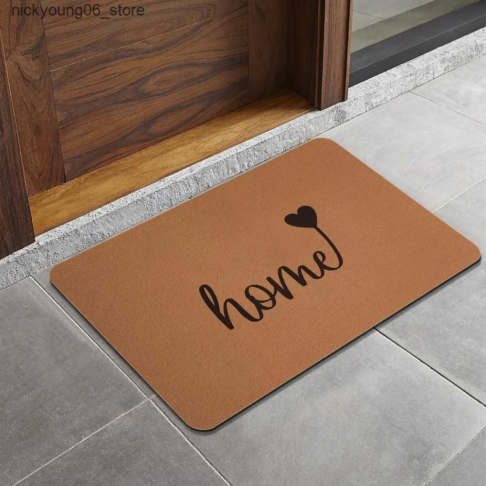 Non-Slip Bath Mats Welcome Home Mat Indoor Foot Mat for Bathroom Kitchen Bedroom Balcony Hallway Non-Slip Floor Carpet for Entrance Diatomite Mat L240