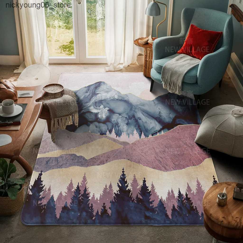 Non-Slip Bath Mats Living room floor mats carpet family door mat modern Nordic style room bathroom feet bathroom non-slip kitchen Landscape sunset L24