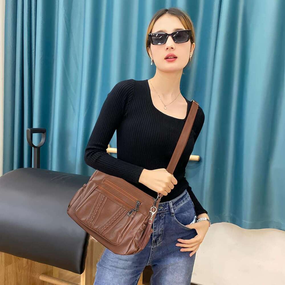 Crossbody Bags For Women Pocketboo Soft PU Leather Purses and Handbags Multi Pocket Shoulder Bag