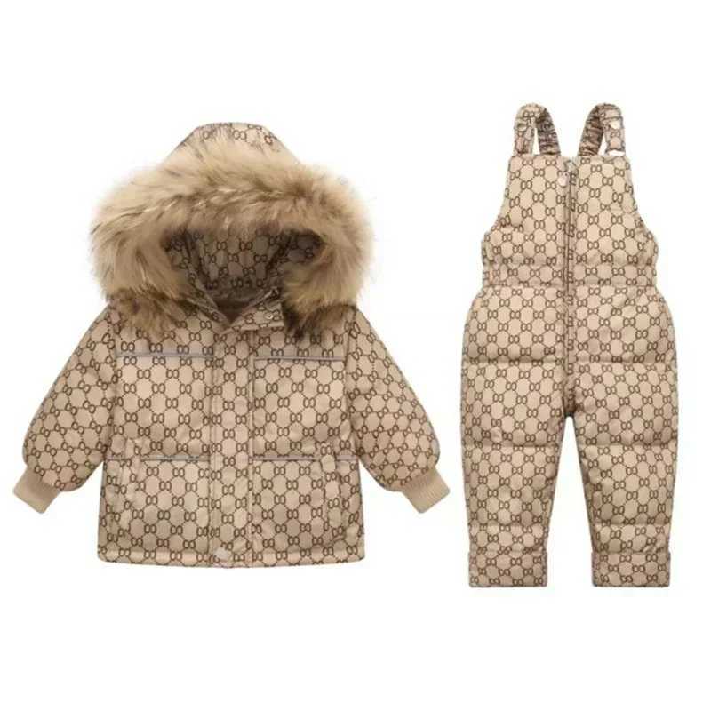 Down Coat Childrens Down Jacket Set -30 C Winter Girls Duck Down Jacket+Overalls Warm Set Childrens Boys Coat H241010