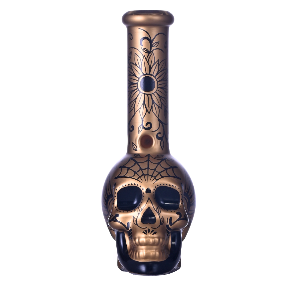9.1in HippiesGlass,Hand Drawn Human Skeleton Glass Beaker Bong,Cute Halloween Bong,Borosilicate Glass Water Pipe,Glass Hookah,Smoking Accessaries