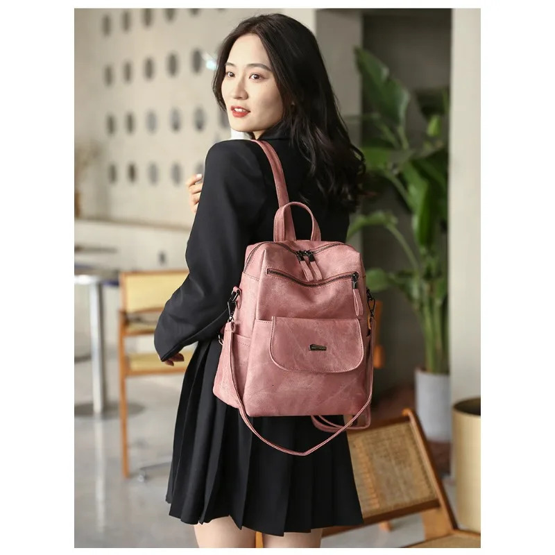 Womens Backpack ner High Quality Soft Leather Simple Fashion Large New Capacity Anti theft Shoulder Bag 241008
