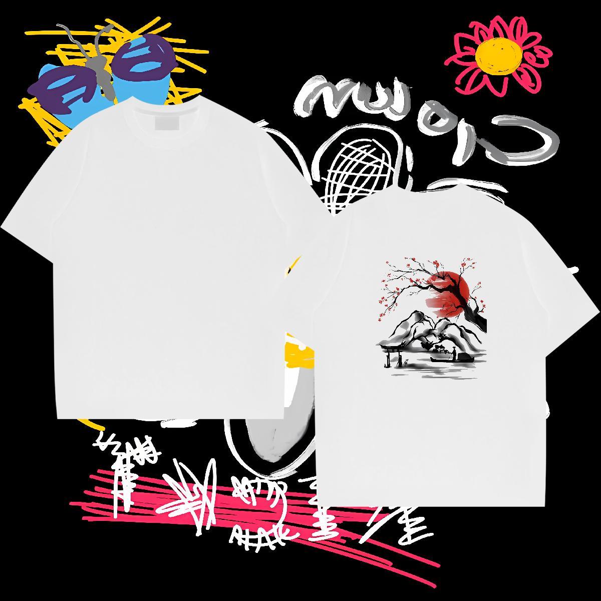 TOP Quality Men T Shirts 230g Cotton mountains Summer Casual Oversized 3XL 4XL Breathable Short Sleeve Couples T Shirts Stylist Tops