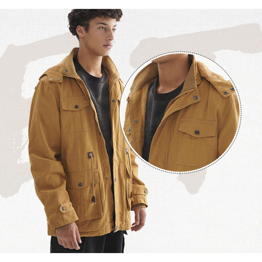 Men's Wear | 2024 Autumn/Winter New Cross Border Men's Plush Coat High Quality Trendy Brand Hooded Casual Jacket For Men
