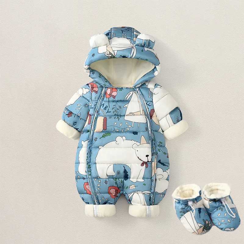 Down Coat New born Baby clothes Warm Fleece Rompers Bodysuits Baby Boys Costume Infant Girls Clothing Cartoon Overall Outerwear Jumpsuits H241010