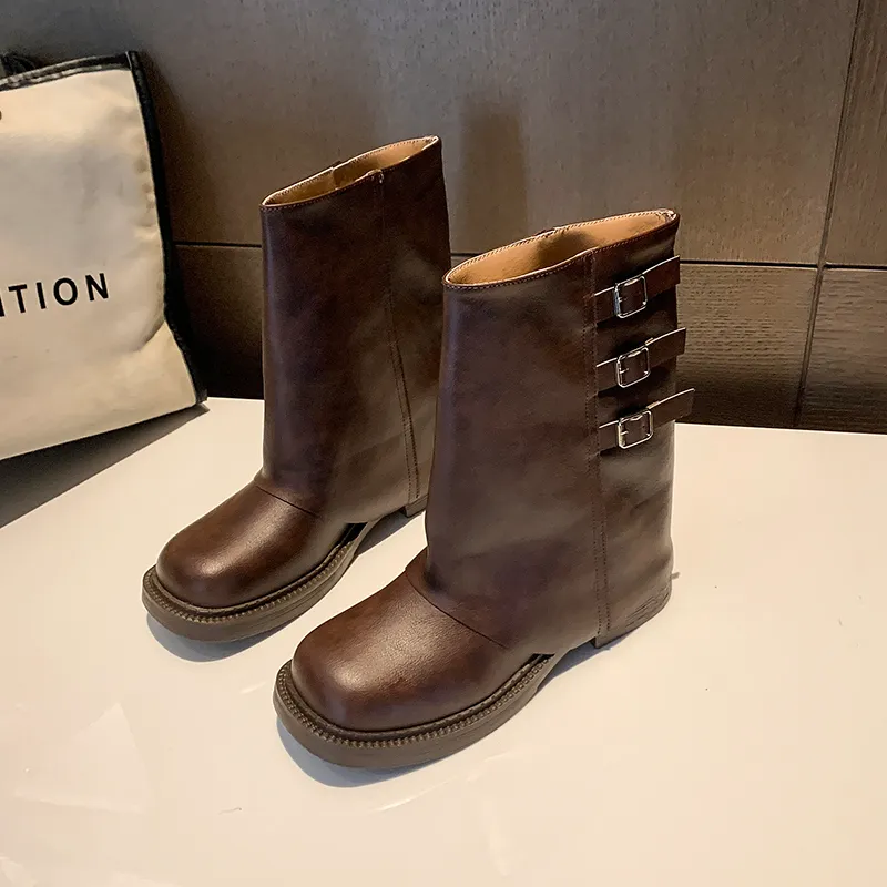 New Womens Retro Style Knee High Women Fashion Ladies Slip On Long Boots Autumn Winter Women's Footwear Knight Booties