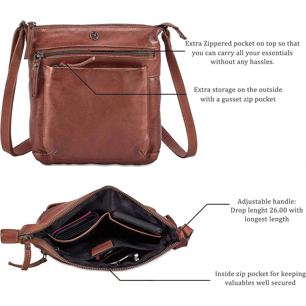 Real Leather Purse for Women Crossbody Bag Travel Shoulder Handbag Small Vintage Pocketbook