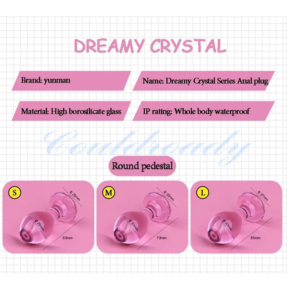 3 Size Pink Glass Anal Plug Sex Toy Backyard Pull Beads for Men and Women Anal Expander Adult Sex Toys 241010