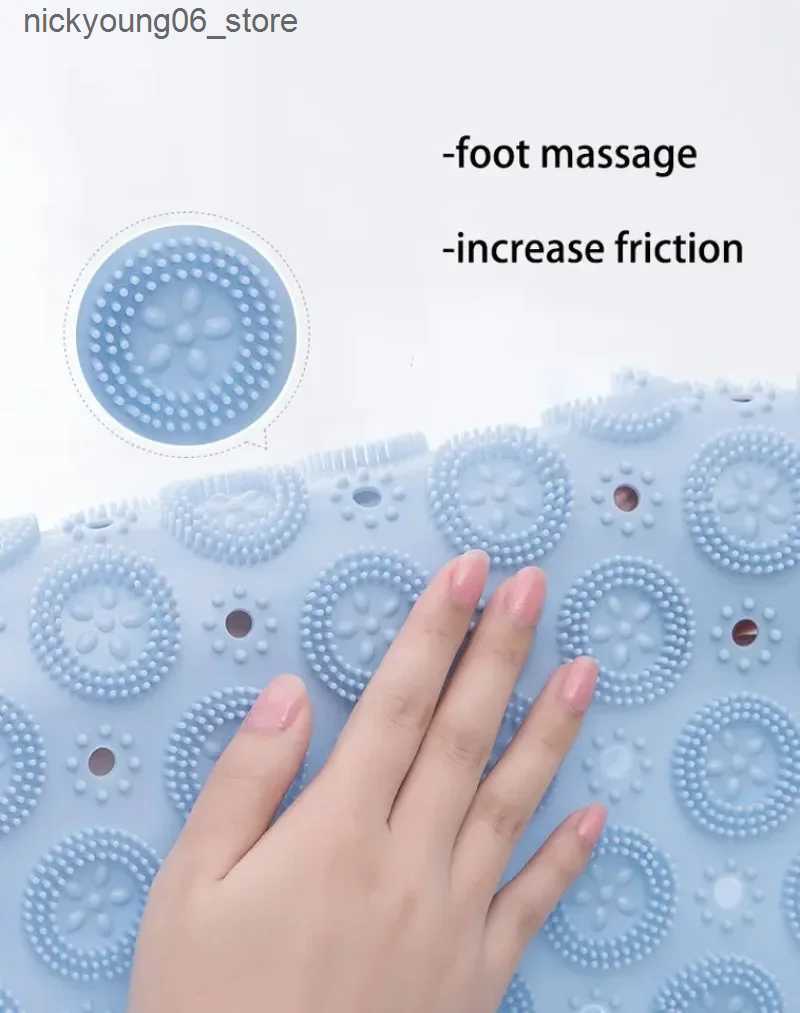 Non-Slip Bath Mats Bathroom Mat Anti-slip Sucker Round PVC Bath Mat with Drain Hole Silicone Bathing Rugs Foot Massage Pad Bathtub Soft Shower Mat L24