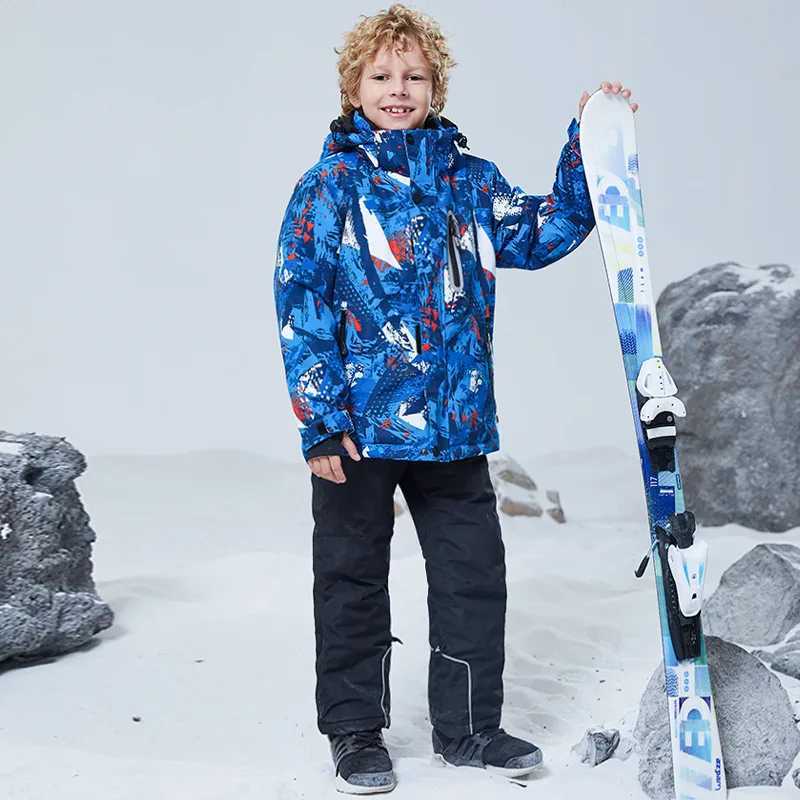 Down Coat Children clothing Set Thermal Ski Suit Waterproof Pants Jacket Boy Girl Winter Sports Windproof clothes snowsuit Skiing 2pcs H241010