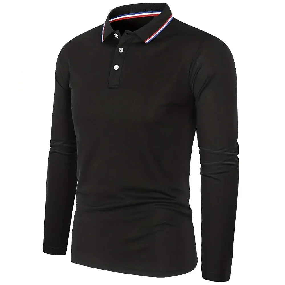 Mens Spring and Autumn Casual Breathable Comfortable Polo Shirt Selling Fashion Mens Business Long Sleeve T-Shirt 241010