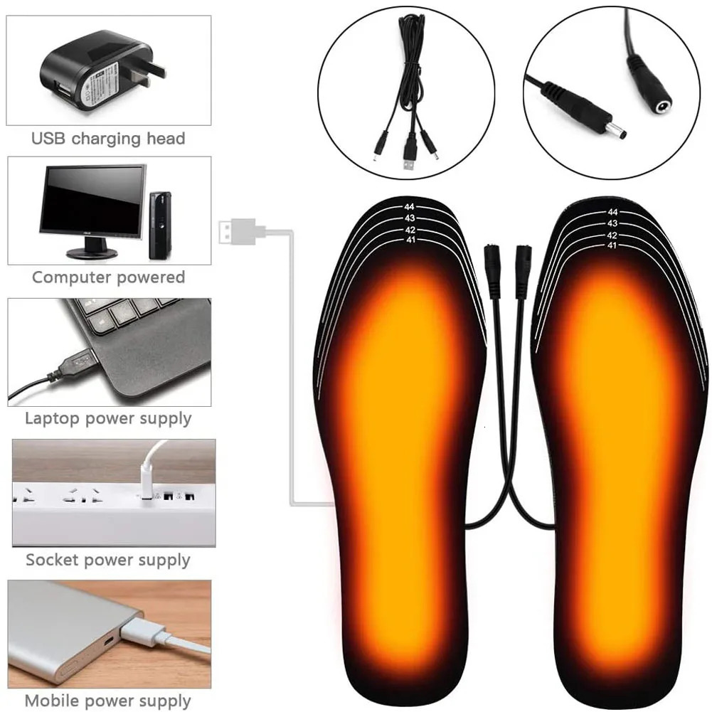 2024 USB Heated Shoe Insoles Feet Warm Sock Pad Mat Electrically Heating Insoles Washable Warm Thermal Insoles Unisex 241010