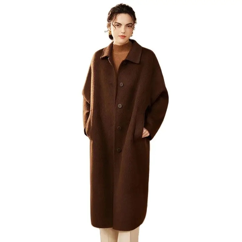 2024 Arrival Camel Wool LongCut Coat HighEnd Fashion Womens Autumn and Winter Comfortable Warm Woolen 241008