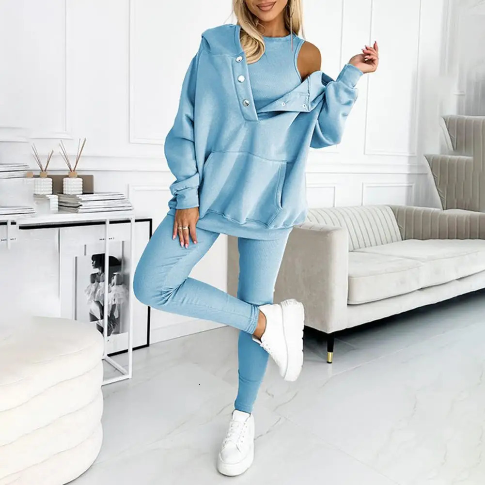 Long sleeved hooded sweatshirt set for women jogger track spring comfortable sportswear 241007