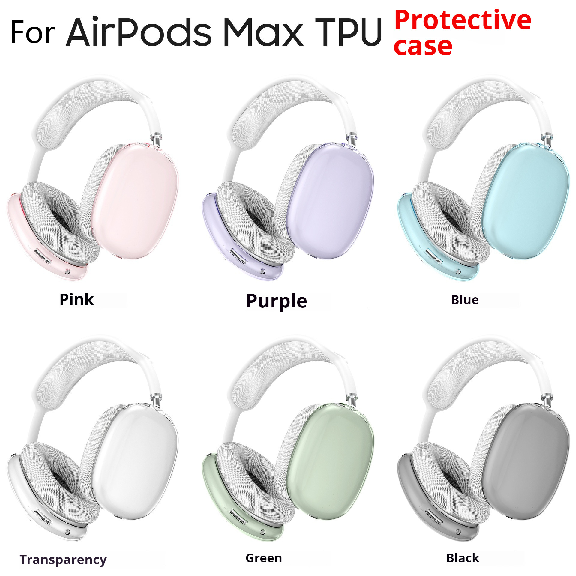 For Airpods Max Cushions Accessories Solid Silicone High Custom Waterproof Protective plastic Headphone Travel Case