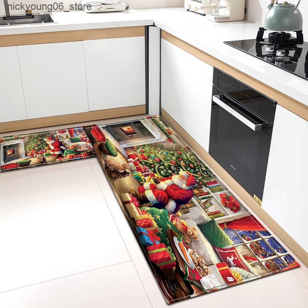 Non-Slip Bath Mats Christmas Kitchen Rug Entrance Doormat Living Room Bedroom Decor Carpet House Hallway Floor Balcony Bath Door Non-Slip Foot Mat L24