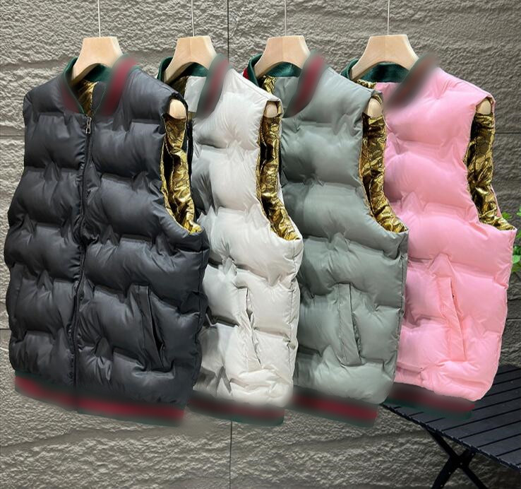 Solid color designer vest men sleeveless puffer jacket loose brand down cotton jackets mens coat for winter