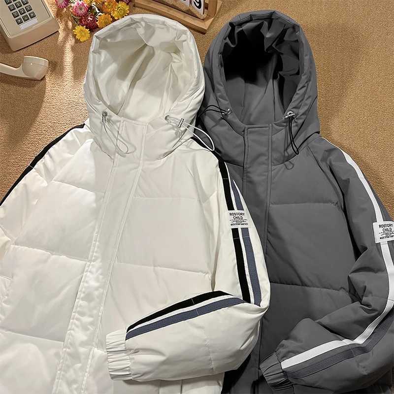 Men's Down Parkas Coat for Men for the Winter Outdoor Waterproof Ski Jacket Harajuku Fashion Worn Hooded Bubble Coat Hooded Puffer Jacket for Men