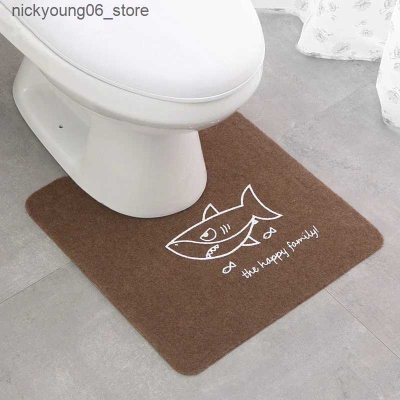 Non-Slip Bath Mats Anti-slip U Shaped Toilet Rugs Foot Pad 50*50cm Bathroom Bath Mat Washable Toilet Carpet WC Mat Shower Room Floor Rug Mat 1pc L2409