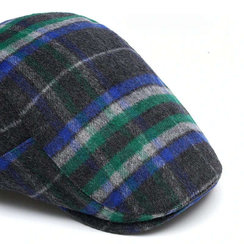 Unisex checkered sboy hat with retro style wool blend beret mens and womens colorful autumn winter accessories 241009