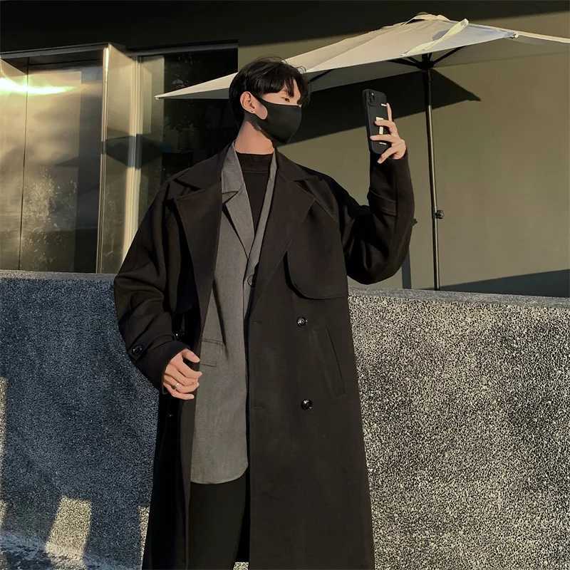 Autumn and winter new mens woolen coat casual trend loose high-quality mens coat size 3XL LX241010