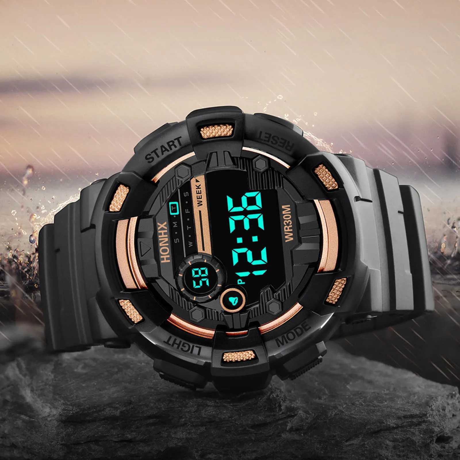 Men Watch Military Big Number Watch 2022 Popular Fitness Sports Watch Shockproof Waterproof Multi-function Outdoor Digital WatchX241010