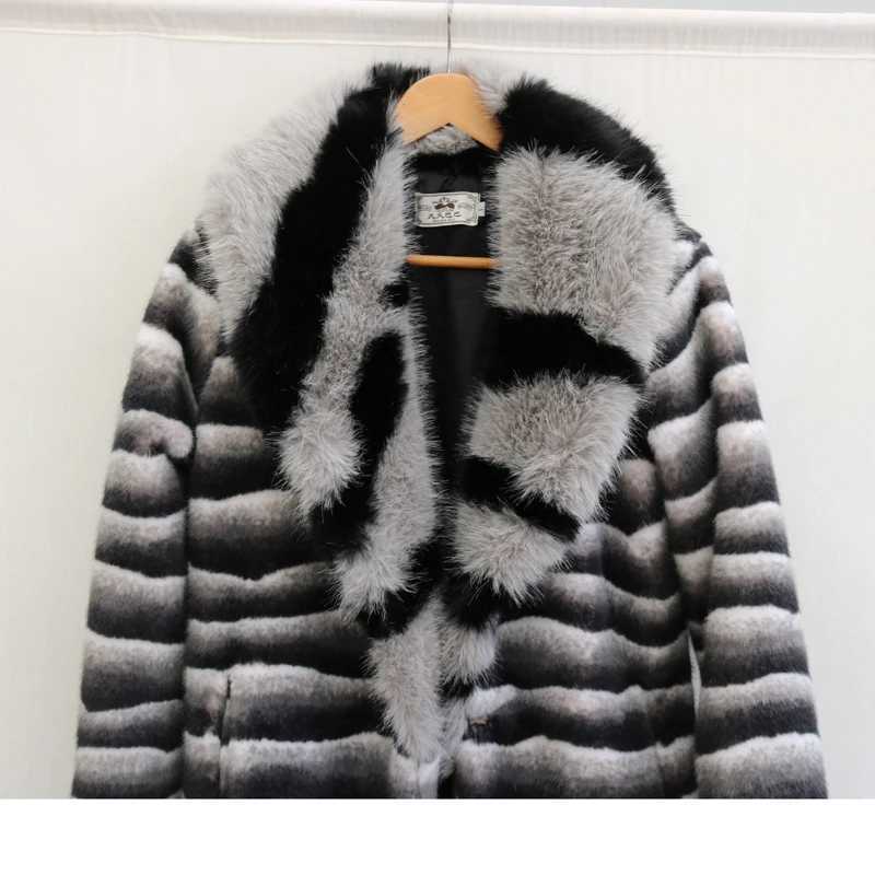 Mens fur coat mint coat winter warmth windproof large fur collar large size W241009