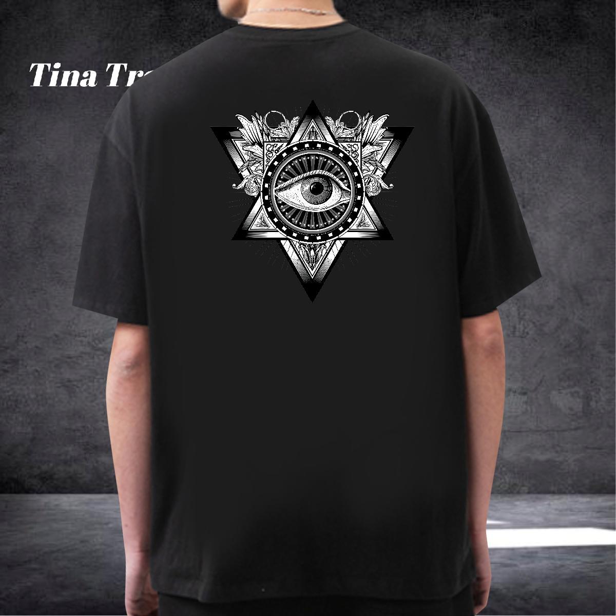 Loose Fit T-Shirts for Men 230g 100% Cotton eye of the devil Beach Custom Big Size Breathable Crew Neck Men Tshirts Fashion Casual Wear