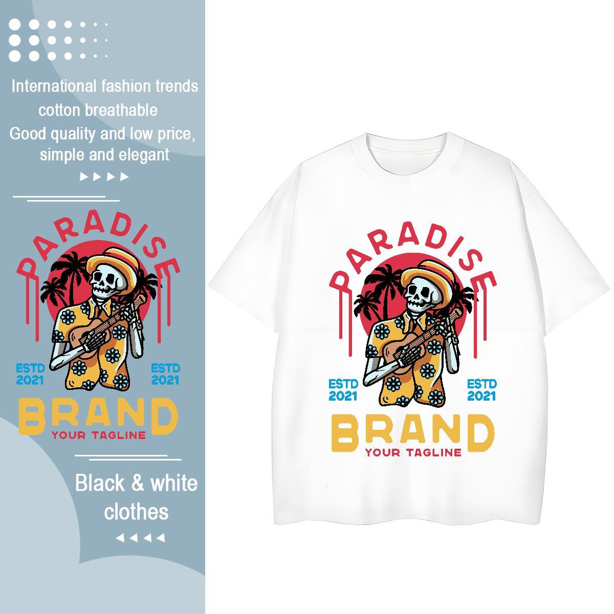 New Arrival T-Shirts 100% Cotton 230g Short Sleeve O-Neck Casual Beach skull Women Tshirts Nice DIY Printed Top Tees