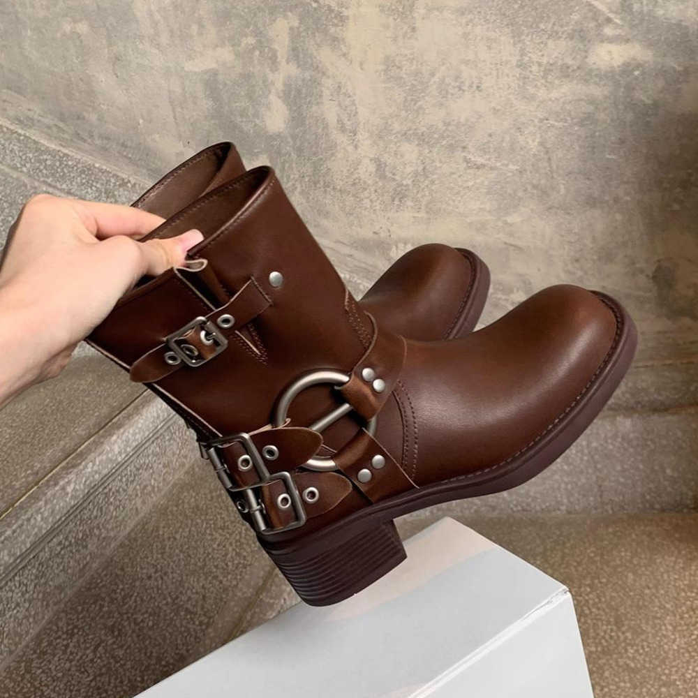 Leather Fashion Boots Mid High Western Denim Summer Ankle Boots For Women Womens Knight Boots 240826