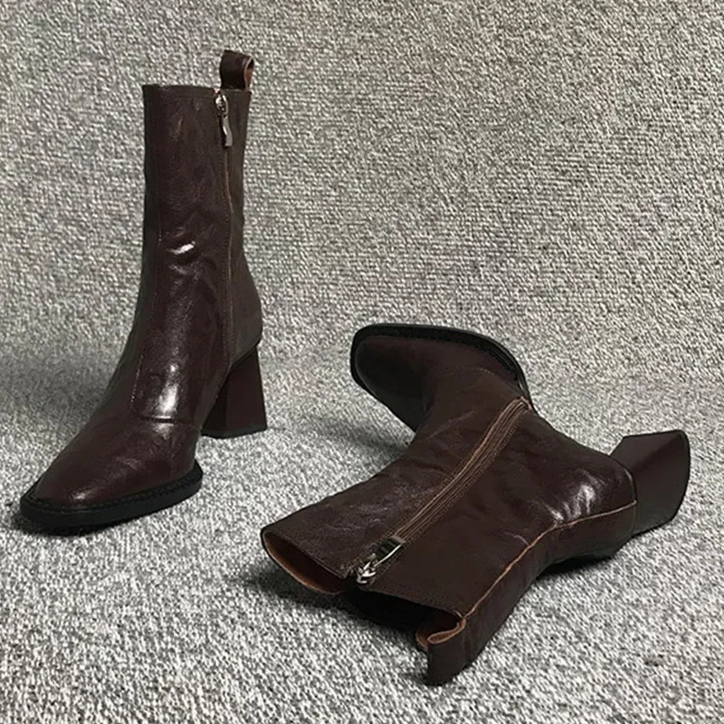 High heels ankle boots womens shoes Pointed Toe trend fashionable cleaning