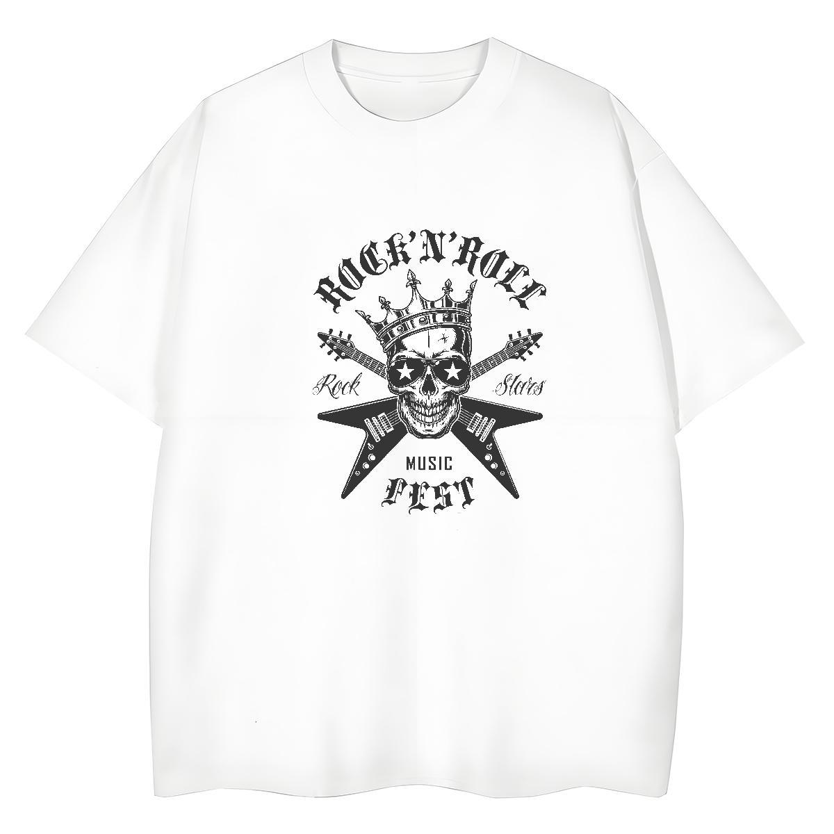 Brand T shirt 230g 100% Cotton O Neck Short Sleeves Street Casual skull Couples T Shirts Popular Cartoon Print Tops Tees