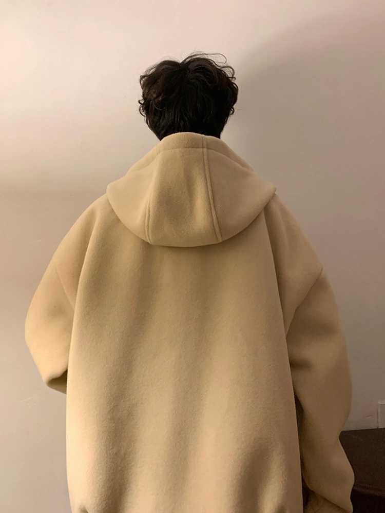 Blends Men Casual Loose Multi Pockets Spring Autumn Hooded Coat High Street Coats Korean Style Male Advanced Handsome Fashion LX241010