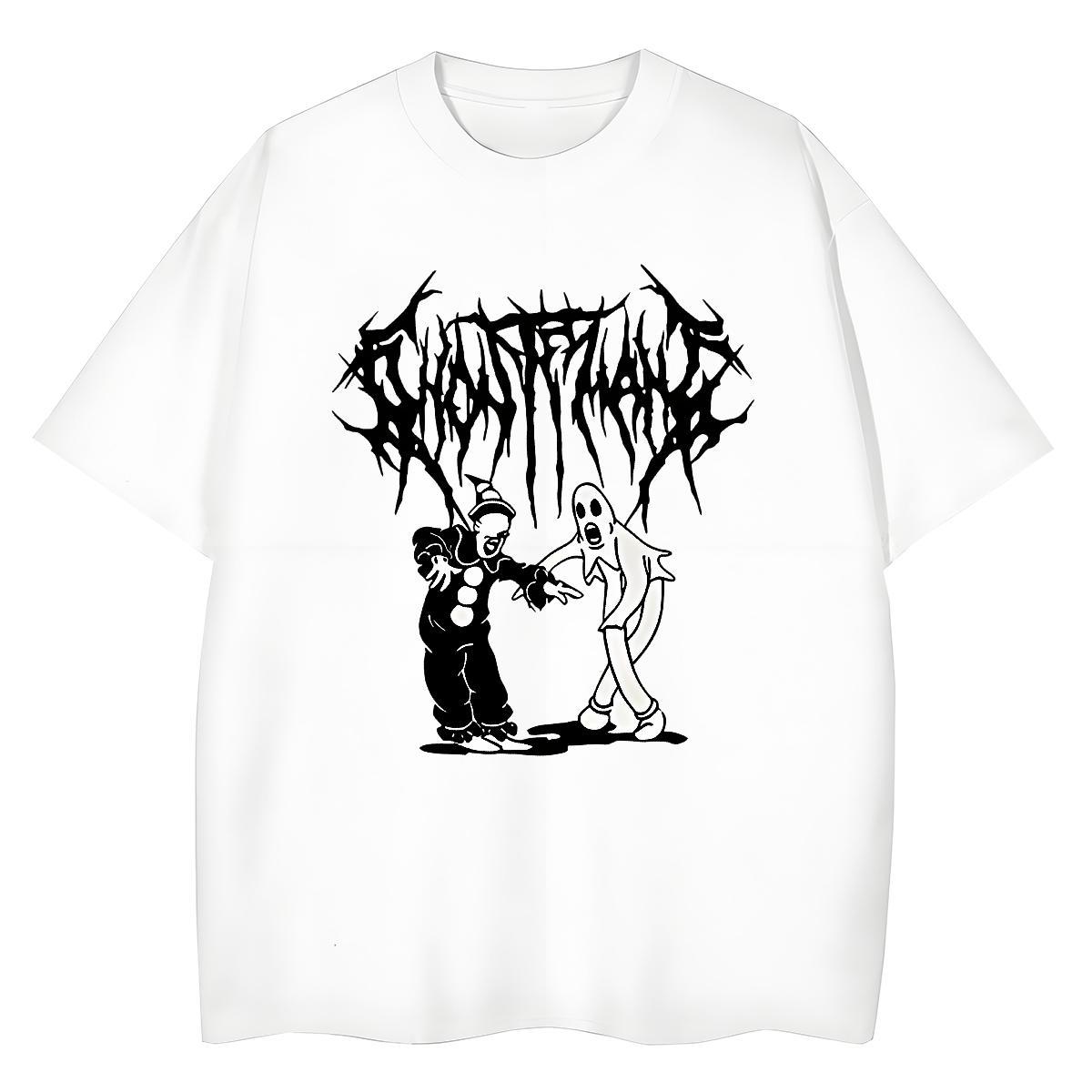 Fashion New T shirt 100% Cotton 230g Breathable Crew Neck Street Casual skull Womens Tshirts Lady Anime Print Tops