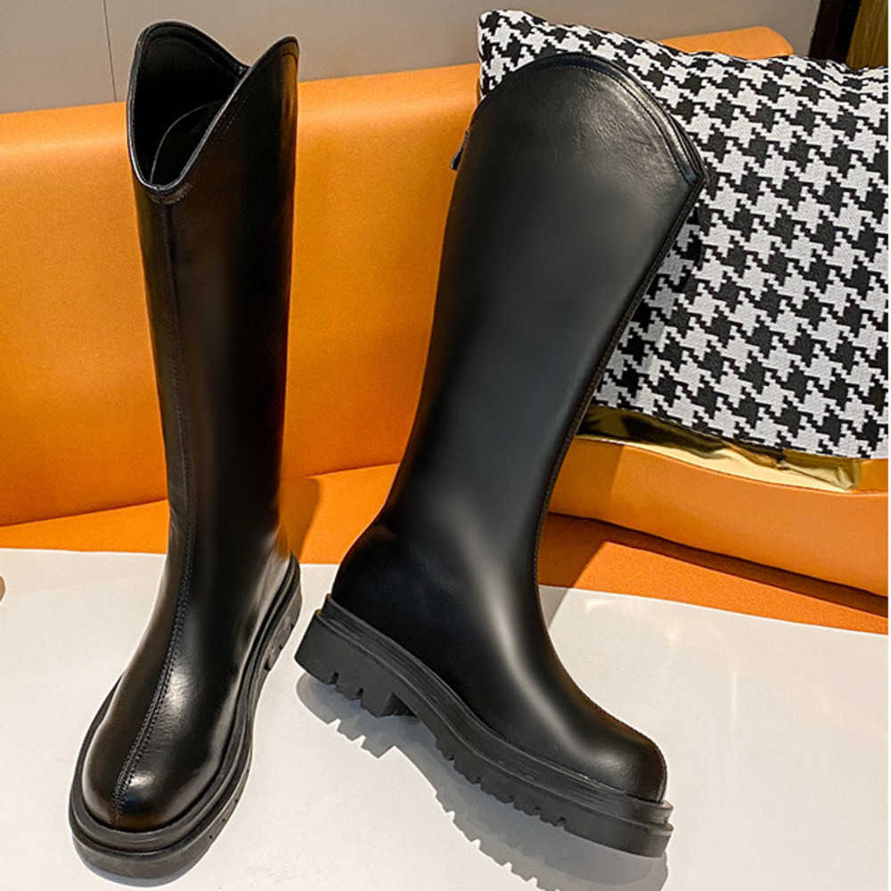 Knight Boots Womens Thick Fashion Boots Long Leg Tube Boots Long Martin Boots High Boots Fat Sister Womens Boots Boots 240826