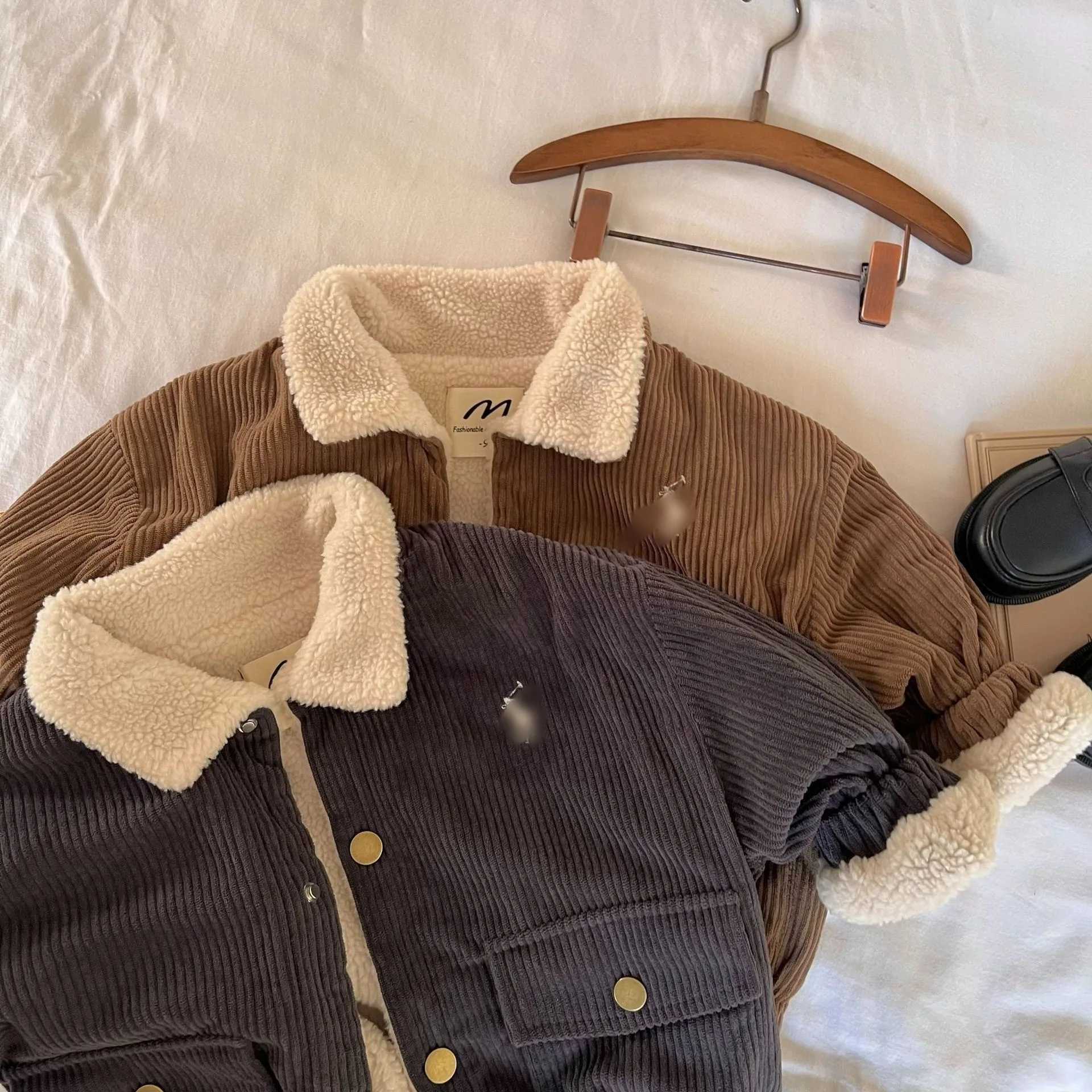 Down Coat 2024 Korean Children Baby Boys Girls Jacket Kids Outerwear Pit Stripe Turn down Collar Thick Solid High Quality Clothes Autumn H241123
