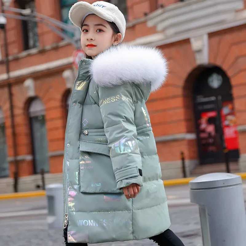 Down Coat New winter cotton jacket girls waterproof hooded jacket childrens jacket youth clothing 5-16Y clothing Parka snow jacket H241010