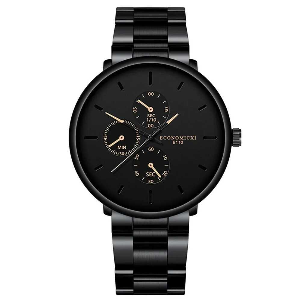 1Pcs Mens Casual Fashion Business Three Eyes Rose Needle Digital Steel Band Quartz Watch Designed For Successful Men ClassicX241010