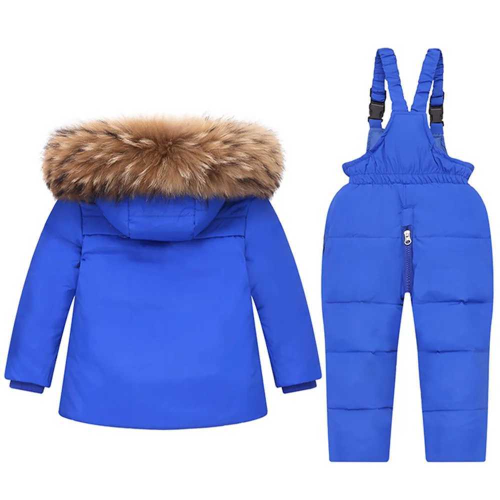 Down Coat Boy Baby Overalls Winter Warm Down Jacket jumpsuit s Parka Hooded Coat Snow toddler girl Clothes Clothing Set infant overcoat H241010
