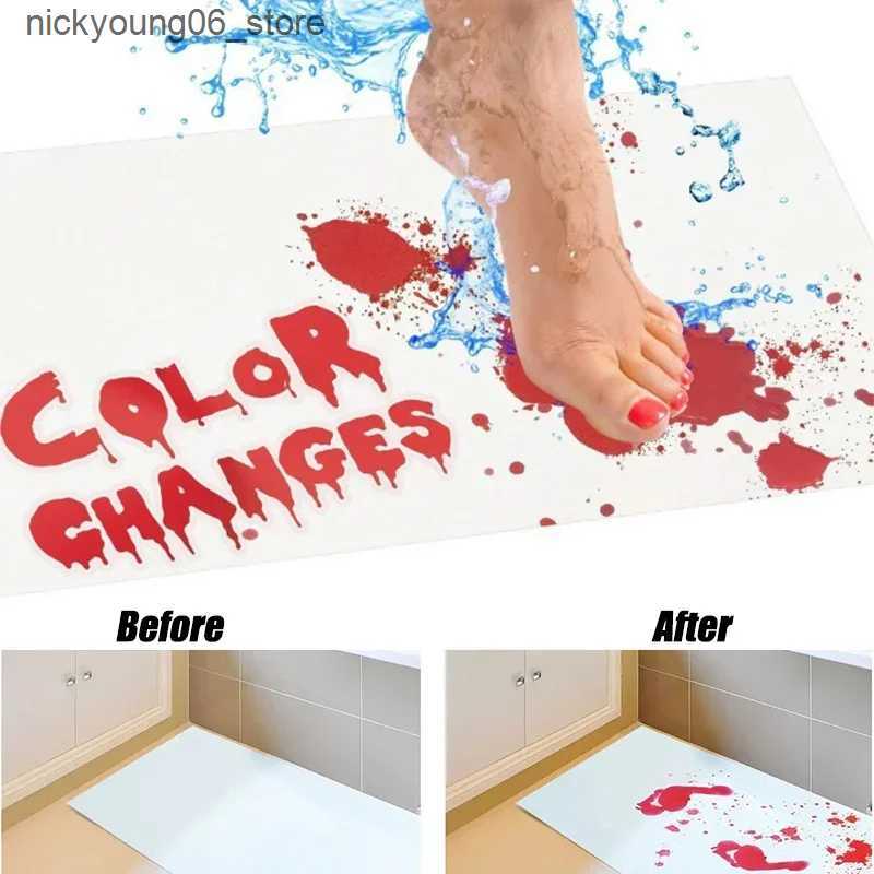 Non-Slip Bath Mats 40*70cm Bloody Bathroom Color-changing Floor Mat Halloween Decoration 3D Bathroom Floor Bath Mat Carpet Non-Slip Rugs Indoor L24091