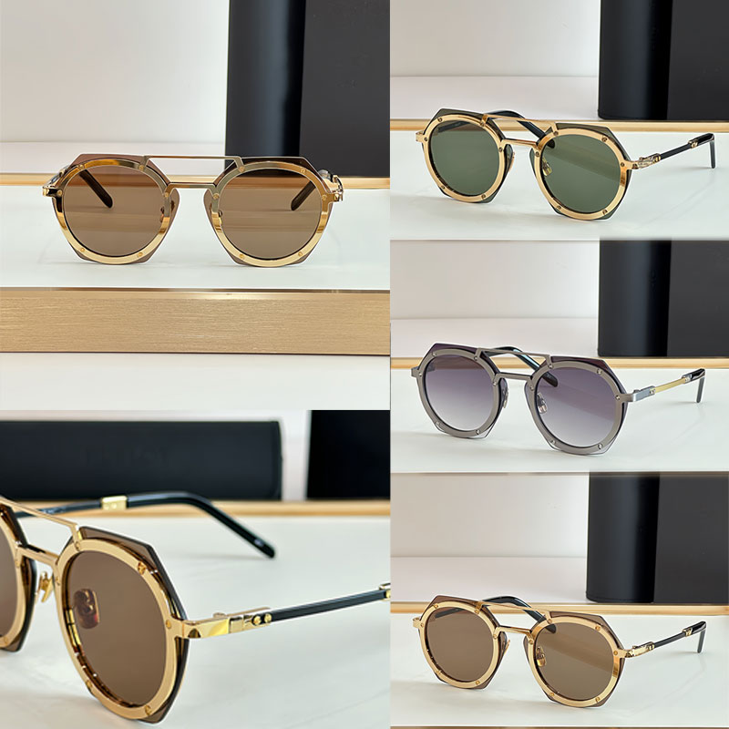 Designer metal sunglasses Irregular hexagonal design lens Fashion personalized party metal sunglasses Designer Fashion Lunettes de soleil Designer 006