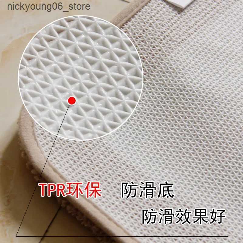 Non-Slip Bath Mats 50Cm Oval Toilet Pad Home Square Bathroom Floor Mat Coral Velvet Carpet Bathroom Rug Toilet Non-slip Bath Mats Absorbent Pads L2409