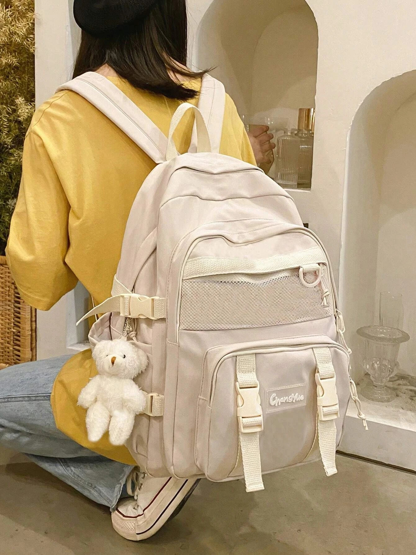 Waterproof fashion backpack large capacity antitheft school bag with pendant suitable for teenagers girls students very schools 241008