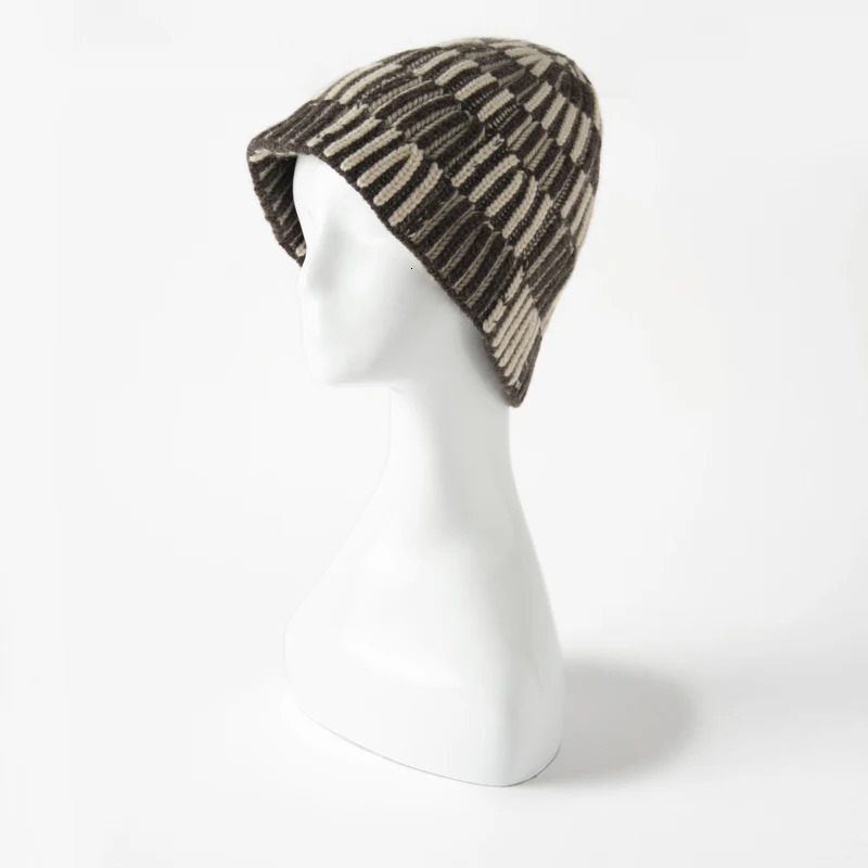 Merrilamb highquality 100 cashmere bucket hat winter outdoor warm womens fashion striped multicolor 241009