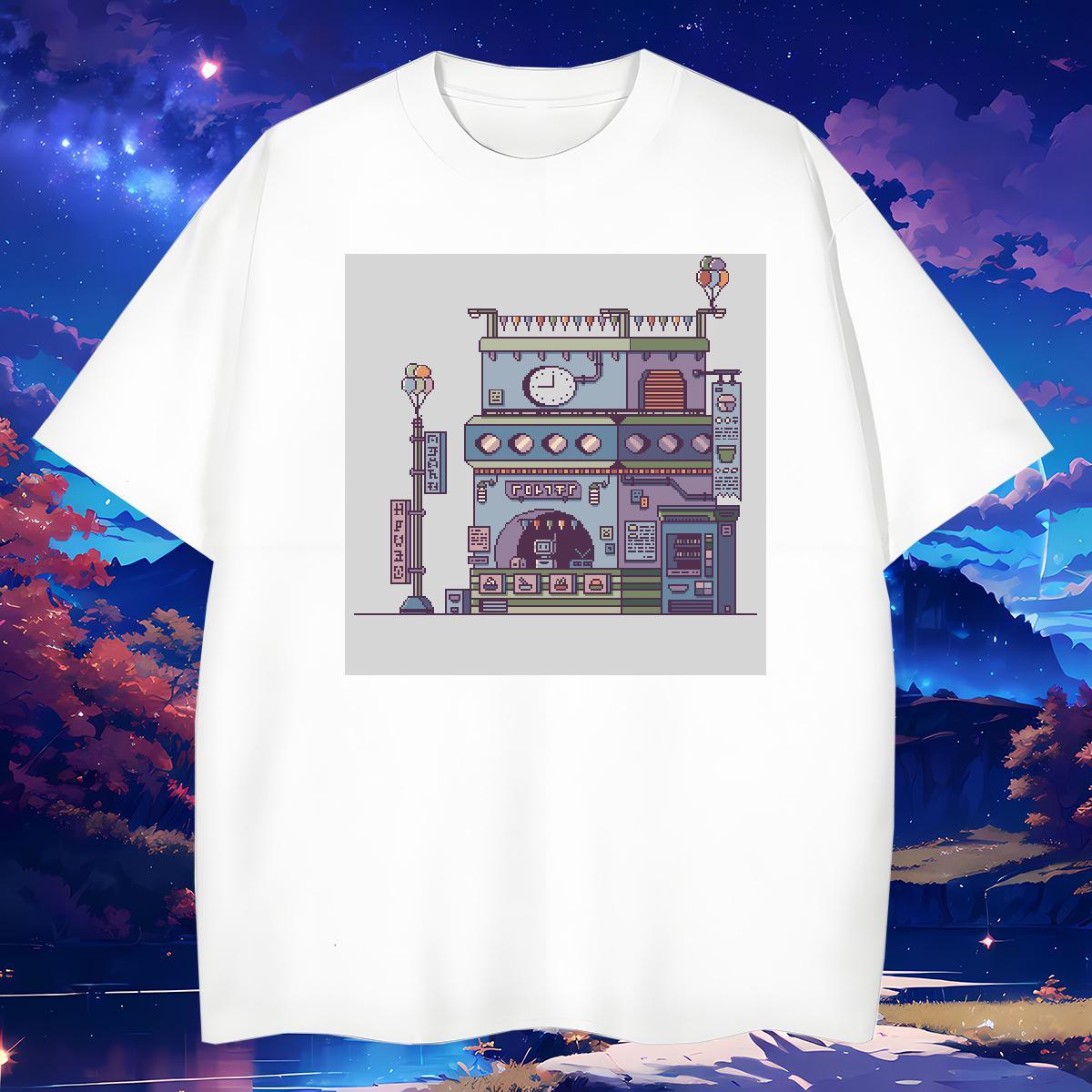 Loose T shirt 100% Cotton 230g robot Street Wear Oversized 3XL 4XL Short Sleeve O-Neck Tshirt for Man Woman New Designer Top Tees