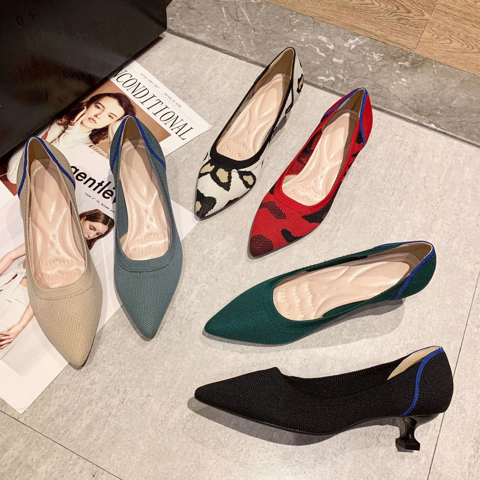 Camel WhiteRed Pumps Woman Kitten Low Heels Princess Shoes Ladies Office Dress Fly Weave Brides Wedding Shoes Tacones 240927