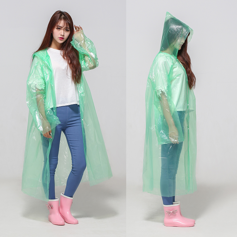 Durable EVA Plastic Rain Coat Full Coverage Waterproof with Hood and Long Sleeves
